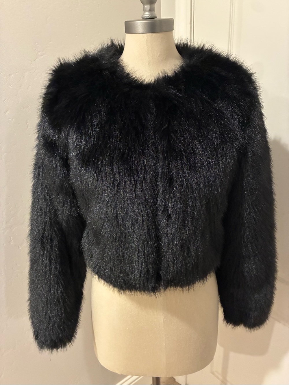 art class Black Faux Fur Teddy Jacket - Cropped Women's Coat